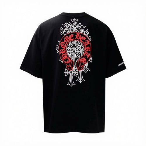 Chrome Hearts Black & Red Cemetery Horseshoe T-shirt